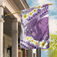 Purple Hawaii Shark Tattoo Garden Flag Frangipani With Polynesian Pastel Version LT14 House Flag Purple - Polynesian Pride