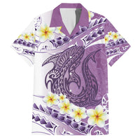 Purple Hawaii Shark Tattoo Hawaiian Shirt Frangipani With Polynesian Pastel Version LT14 Purple - Polynesian Pride