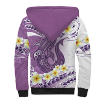 Purple Hawaii Shark Tattoo Sherpa Hoodie Frangipani With Polynesian Pastel Version