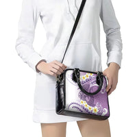 Purple Hawaii Shark Tattoo Shoulder Handbag Frangipani With Polynesian Pastel Version