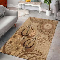 Brown Bula Fiji Area Rug Fijian Dance Fan Tapa Cloth Pattern