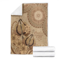 Brown Bula Fiji Blanket Fijian Dance Fan Tapa Cloth Pattern