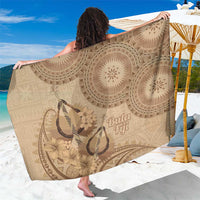Brown Bula Fiji Sarong Fijian Dance Fan Tapa Cloth Pattern