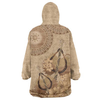 Brown Bula Fiji Wearable Blanket Hoodie Fijian Dance Fan Tapa Cloth Pattern LT14 - Polynesian Pride