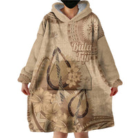 Brown Bula Fiji Wearable Blanket Hoodie Fijian Dance Fan Tapa Cloth Pattern LT14 - Polynesian Pride