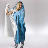 Blue Bula Fiji Hooded Blanket Fijian Dance Fan Tapa Cloth Pattern