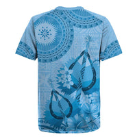 Blue Bula Fiji Rugby Jersey Fijian Dance Fan Tapa Cloth Pattern LT14 - Polynesian Pride