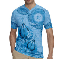 Blue Bula Fiji Rugby Jersey Fijian Dance Fan Tapa Cloth Pattern LT14 - Polynesian Pride