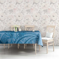 Blue Bula Fiji Tablecloth Fijian Dance Fan Tapa Cloth Pattern