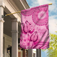Pink Bula Fiji Garden Flag Fijian Dance Fan Tapa Cloth Pattern LT14 House Flag Pink - Polynesian Pride