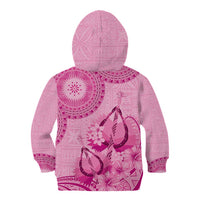 Pink Bula Fiji Kid Hoodie Fijian Dance Fan Tapa Cloth Pattern