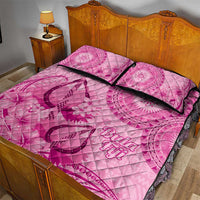 Pink Bula Fiji Quilt Bed Set Fijian Dance Fan Tapa Cloth Pattern LT14 - Polynesian Pride