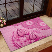 Pink Bula Fiji Rubber Doormat Fijian Dance Fan Tapa Cloth Pattern LT14 - Polynesian Pride