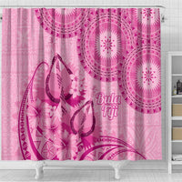 Pink Bula Fiji Shower Curtain Fijian Dance Fan Tapa Cloth Pattern LT14 - Polynesian Pride