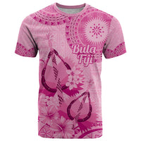 Pink Bula Fiji T Shirt Fijian Dance Fan Tapa Cloth Pattern
