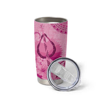 Pink Bula Fiji Tumbler Cup Fijian Dance Fan Tapa Cloth Pattern