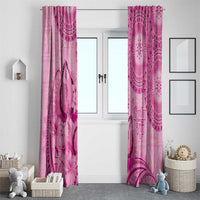 Pink Bula Fiji Window Curtain Fijian Dance Fan Tapa Cloth Pattern