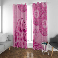 Pink Bula Fiji Window Curtain Fijian Dance Fan Tapa Cloth Pattern
