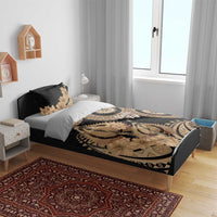 Black Bula Fiji Bedding Set Fijian Dance Fan Tapa Cloth Pattern