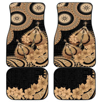 Black Bula Fiji Car Mats Fijian Dance Fan Tapa Cloth Pattern