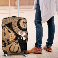 Black Bula Fiji Luggage Cover Fijian Dance Fan Tapa Cloth Pattern