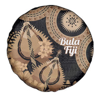 Black Bula Fiji Spare Tire Cover Fijian Dance Fan Tapa Cloth Pattern