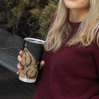 Black Bula Fiji Tumbler Cup Fijian Dance Fan Tapa Cloth Pattern