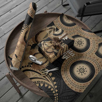 Black Bula Fiji Wrapping Paper Fijian Dance Fan Tapa Cloth Pattern - Polynesian Pride