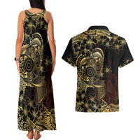 Frangipani Festival Rabaul Couples Matching Tank Maxi Dress and Hawaiian Shirt PNG Tribal Baining Mask Tattoo - Polynesian Pride