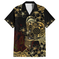 Frangipani Festival Rabaul Family Matching Off The Shoulder Long Sleeve Dress and Hawaiian Shirt PNG Tribal Baining Mask Tattoo - Polynesian Pride