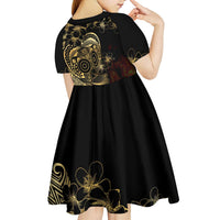 Frangipani Festival Rabaul Kid Short Sleeve Dress PNG Tribal Baining Mask Tattoo - Polynesian Pride