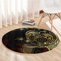 Frangipani Festival Rabaul Round Carpet PNG Tribal Baining Mask Tattoo - Polynesian Pride