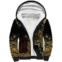 Frangipani Festival Rabaul Sherpa Hoodie PNG Tribal Baining Mask Tattoo - Polynesian Pride