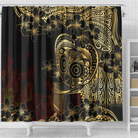 Frangipani Festival Rabaul Shower Curtain PNG Tribal Baining Mask Tattoo - Polynesian Pride