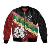Frangipani Festival Rabaul East New Britain Bomber Jacket Dukduk Dance With Plumeria - Polynesian Pride