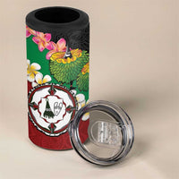 Frangipani Festival Rabaul East New Britain 4 in 1 Can Cooler Tumbler Dukduk Dance With Plumeria - Polynesian Pride