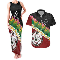 Frangipani Festival Rabaul East New Britain Couples Matching Tank Maxi Dress and Hawaiian Shirt Dukduk Dance With Plumeria - Polynesian Pride