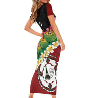 Frangipani Festival Rabaul East New Britain Family Matching Short Sleeve Bodycon Dress and Hawaiian Shirt Dukduk Dance With Plumeria - Polynesian Pride