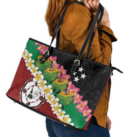Frangipani Festival Rabaul East New Britain Leather Tote Bag Dukduk Dance With Plumeria - Polynesian Pride