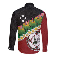 Frangipani Festival Rabaul East New Britain Long Sleeve Button Shirt Dukduk Dance With Plumeria LT14 - Polynesian Pride