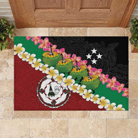 Frangipani Festival Rabaul East New Britain Rubber Doormat Dukduk Dance With Plumeria - Polynesian Pride