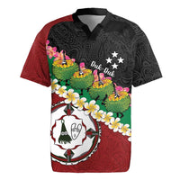 Frangipani Festival Rabaul East New Britain Rugby Jersey Dukduk Dance With Plumeria - Polynesian Pride