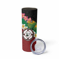 Frangipani Festival Rabaul East New Britain Skinny Tumbler Dukduk Dance With Plumeria - Polynesian Pride