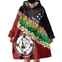 Frangipani Festival Rabaul East New Britain Wearable Blanket Hoodie Dukduk Dance With Plumeria - Polynesian Pride