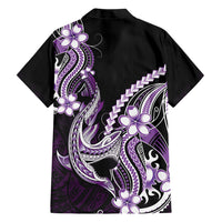 Purple Black Aloha Hawaii Family Matching Summer Maxi Dress and Hawaiian Shirt Polynesian Shark Tattoo Plumeria LT14 Dad's Shirt - Long Sleeve Purple - Polynesian Pride