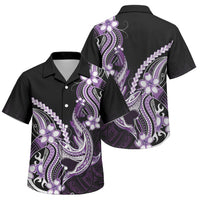 Purple Black Aloha Hawaii Family Matching Summer Maxi Dress and Hawaiian Shirt Polynesian Shark Tattoo Plumeria LT14 Son's Shirt Purple - Polynesian Pride
