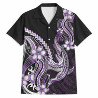 Purple Black Aloha Hawaii Hawaiian Shirt Polynesian Shark Tattoo Plumeria LT14 Purple - Polynesian Pride