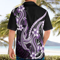 Purple Black Aloha Hawaii Hawaiian Shirt Polynesian Shark Tattoo Plumeria LT14 - Polynesian Pride