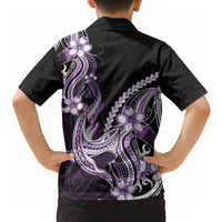 Purple Black Aloha Hawaii Hawaiian Shirt Polynesian Shark Tattoo Plumeria LT14 - Polynesian Pride