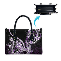 Purple Black Aloha Hawaii Leather Bag Polynesian Shark Tattoo Plumeria